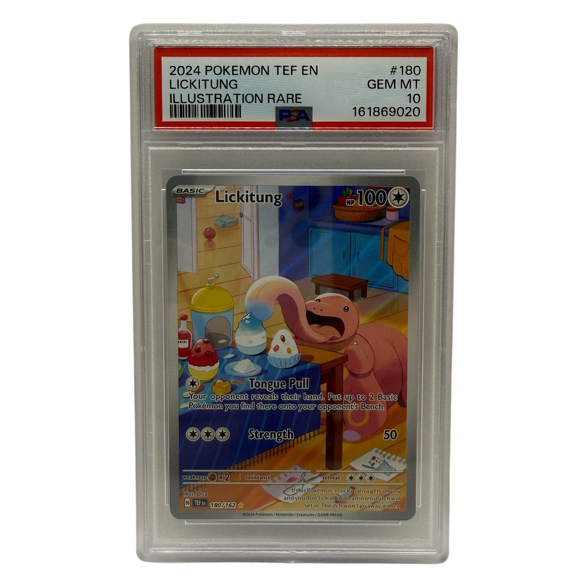 2024 Pokémon SV Temporal Forces Lickitung Illustration Rare #180 PSA 10 GEM MINT — photo 1