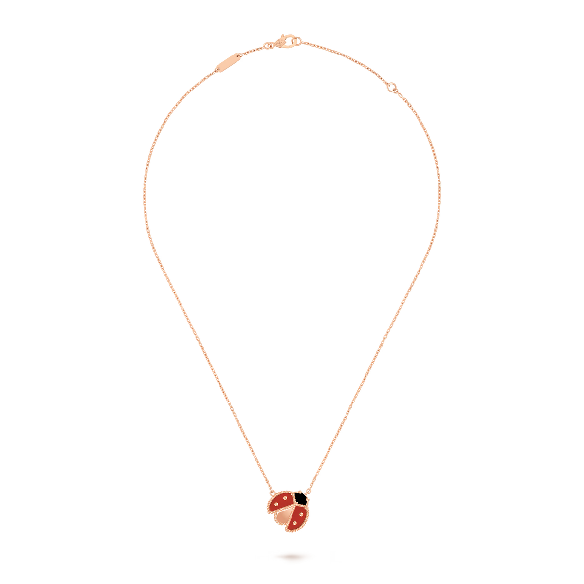 Van Cleef & Arpels Lucky Spring pendant, open wings ladybug 18K rose gold, Carnelian, Onyx