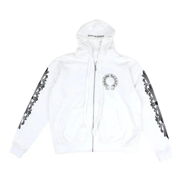 Chrome Hearts Horseshoe Floral Zip-Up Hoodie White - Supra Sneakers