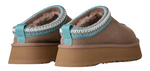 Pair of brown slippers with turquoise trim on a white background - Image 3