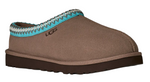 Brown UGG slipper with turquoise and silver trim on a white background - Image 2