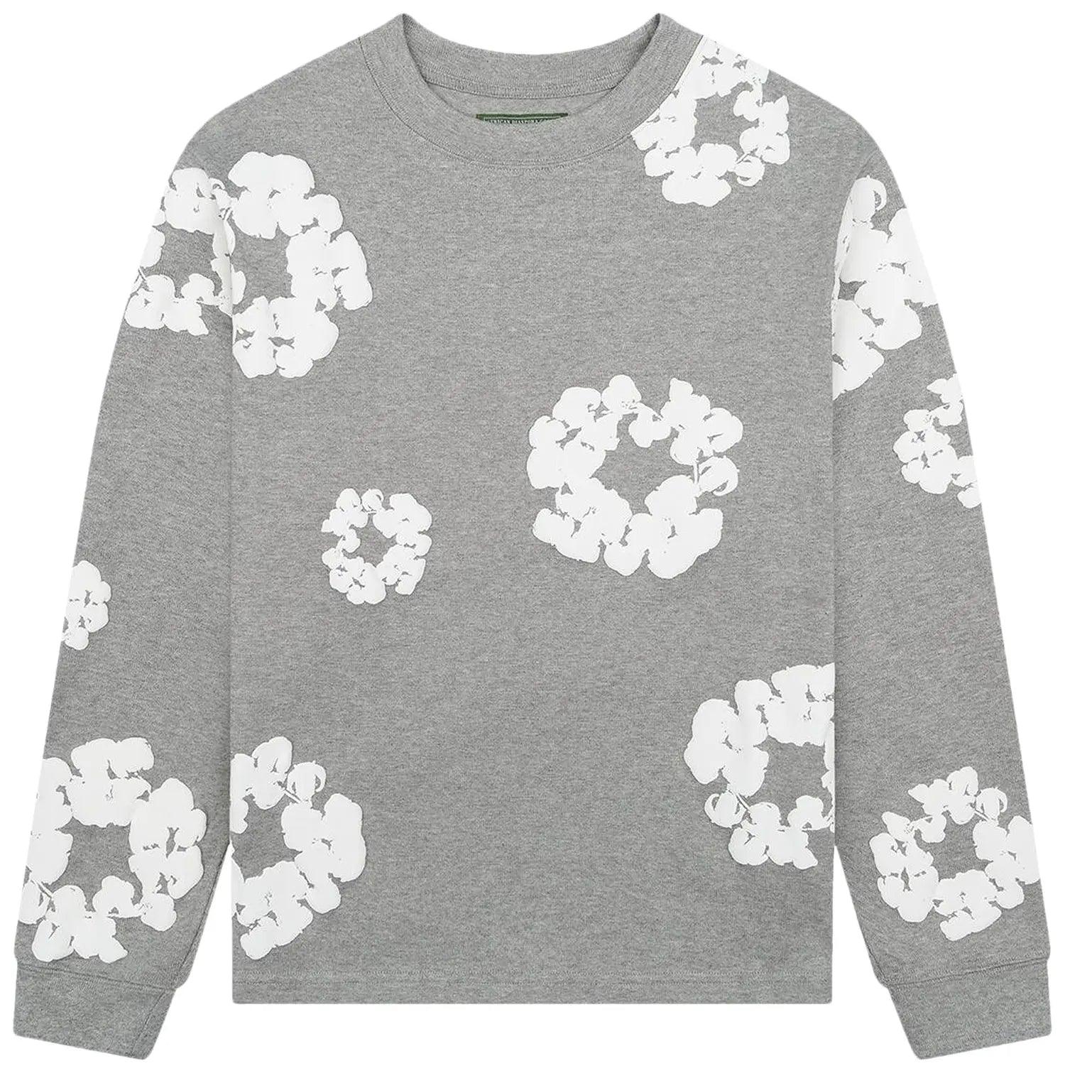 Denim Tears Long Sleeve Cotton Wreath Tee Grey