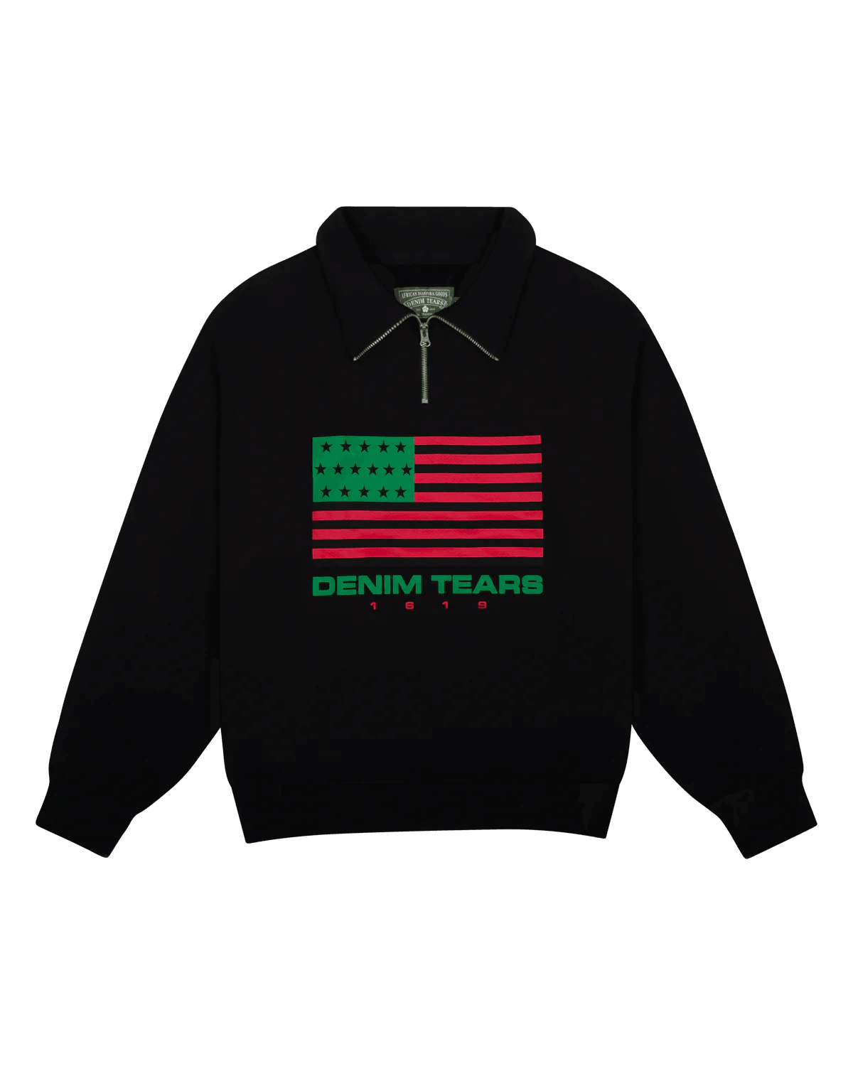 Denim Tears ADG Pan African American Flag Half Zip Black