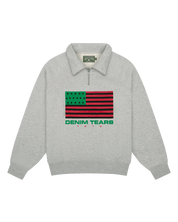 Denim Tears ADG Pan African American Flag Half Zip Grey