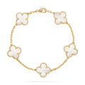 Van Cleef & Arpels Bracelet Vintage Alhambra, 5 motifs, or jaune 18K, nacre