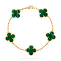 Van Cleef & Arpels Vintage Alhambra bracelet, 5 motifs 18K yellow gold, Malachite
