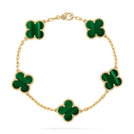 Van Cleef & Arpels Vintage Alhambra bracelet, 5 motifs 18K yellow gold, Malachite - Image 1