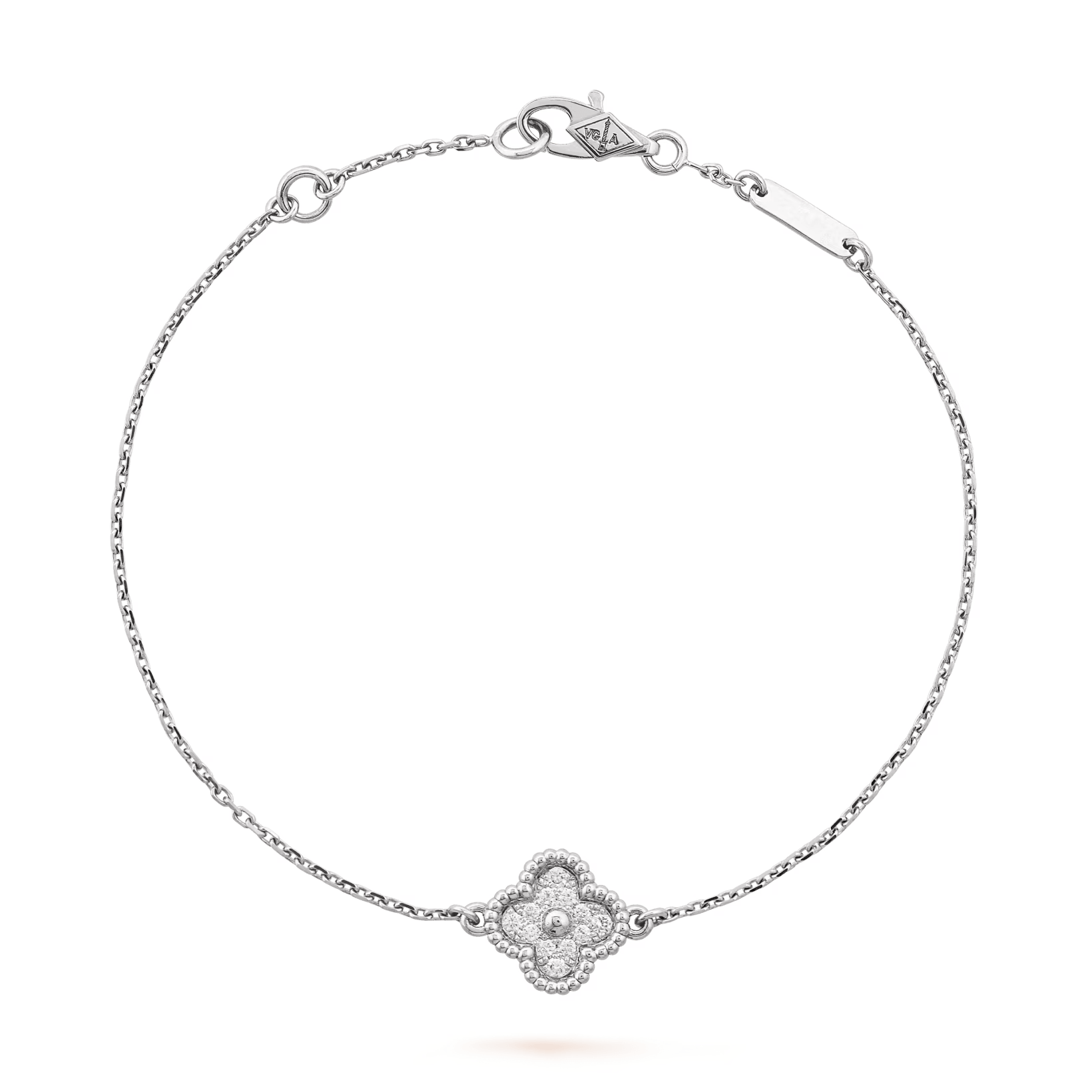 Van Cleef & Arpels Sweet Alhambra bracelet, 1 motif 18K white gold, Diamond