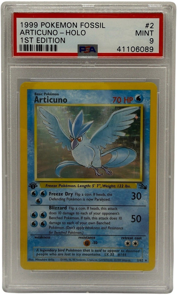 1999 Pokémon Fossil 1st Edition Articuno Holo #2 PSA 9 MINT — photo 1
