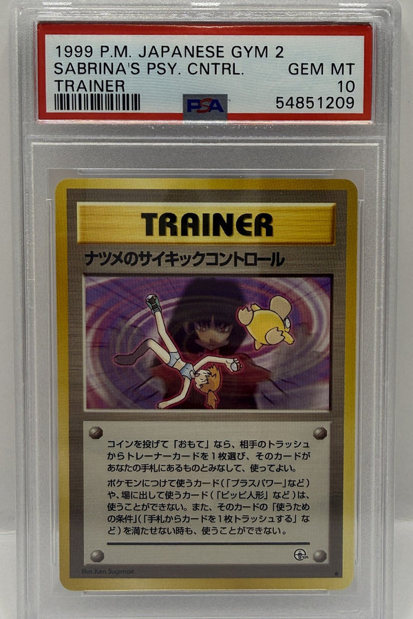 1999 Pokémon Japanese Gym 2 Trainer Sabrina's Psychic Control PSA 10 GEM MINT — front