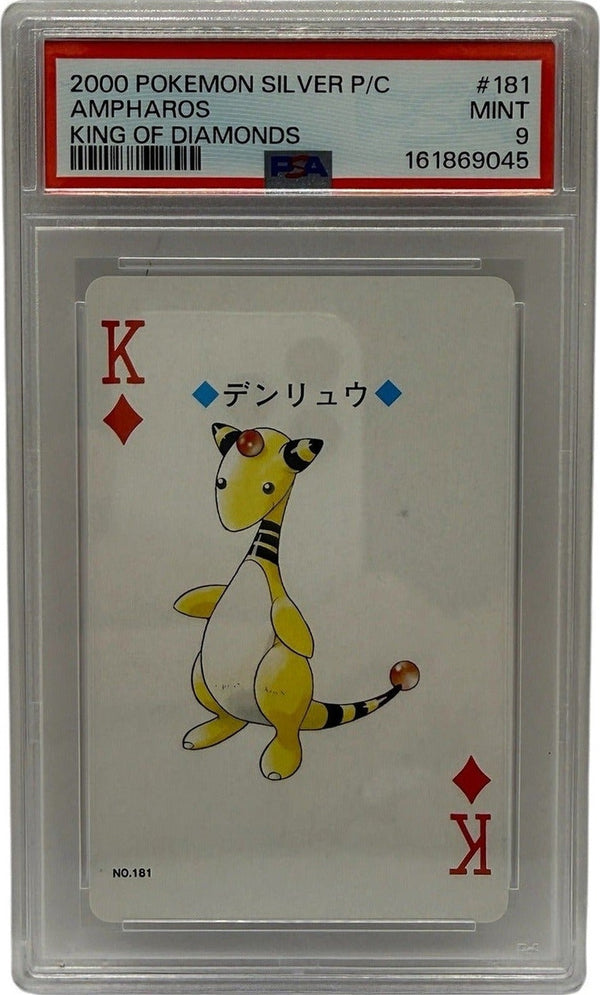 2000 Pokémon Silver Playing Cards Ampharos King of Diamonds #181 PSA 9 MINT — photo 1