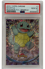Pokémon trading card featuring Squirtle in a protective case with Topps branding. - Image 1