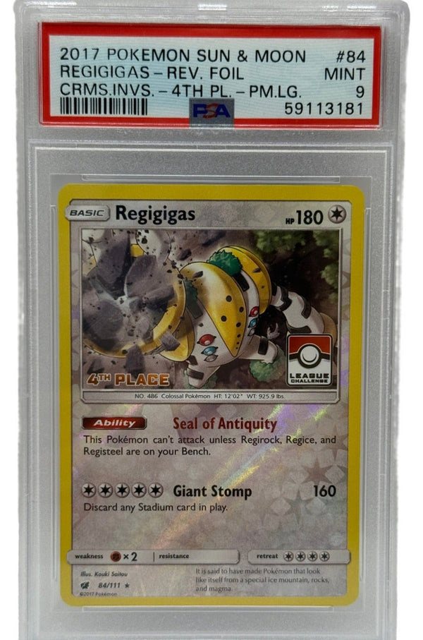 2017 Pokémon League Crismon Invasion Regigigas 1st Place Reverse Holo 84/111 PSA 8 NEAR MINT - MINT