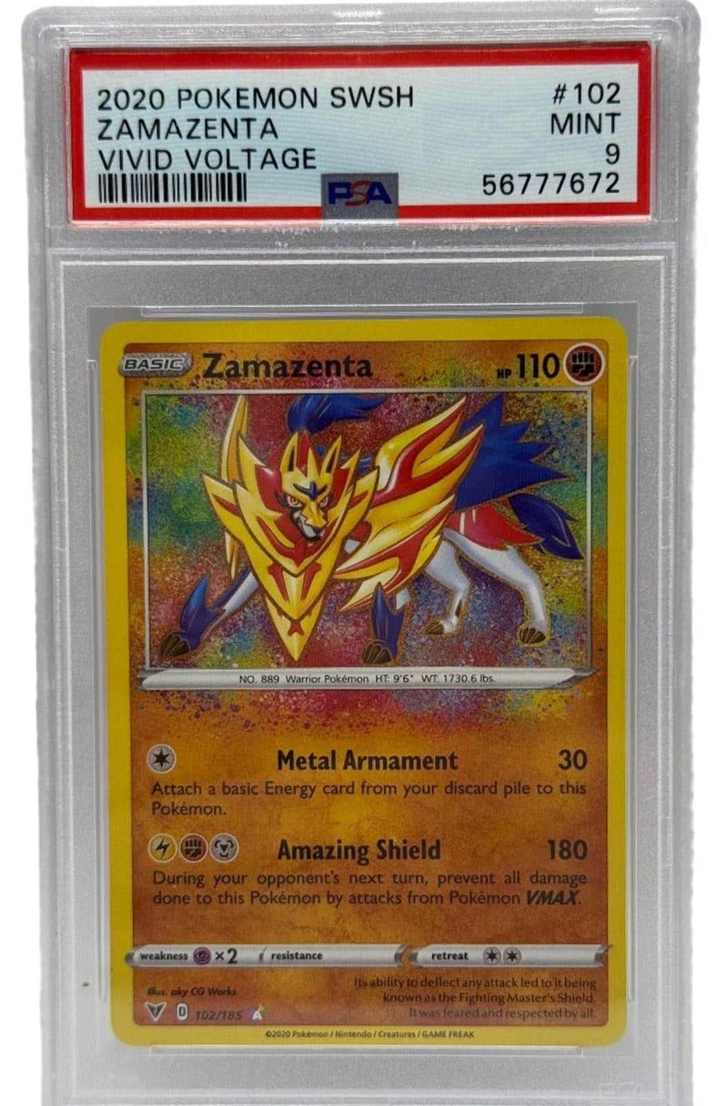 2020 Pokémon Vivid Voltage Zamazenta Amazing Rare 102/185 PSA 9 MINT