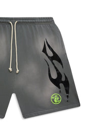 Hellstar Studios Flame Shorts Grey & Green