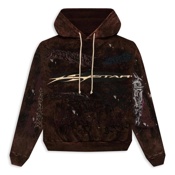 Hellstar HStar Graffiti Zip-Up Hoodie Brown
