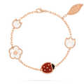 Bracelet Van Cleef & Arpels Lucky Spring, 5 motifs en or rose 18K, cornaline, nacre et onyx