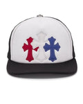 Chrome Hearts Triple Croix USA Casquette de camionneur Rouge, Blanc et Bleu