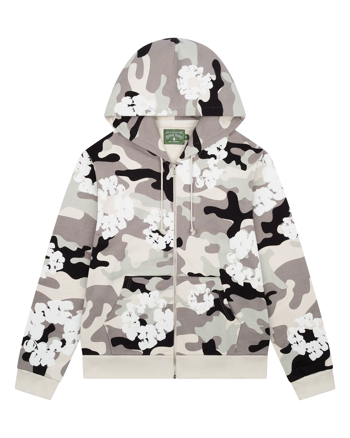 Denim Tears White Snow Camo Cotton Wreath Zip Hoodie