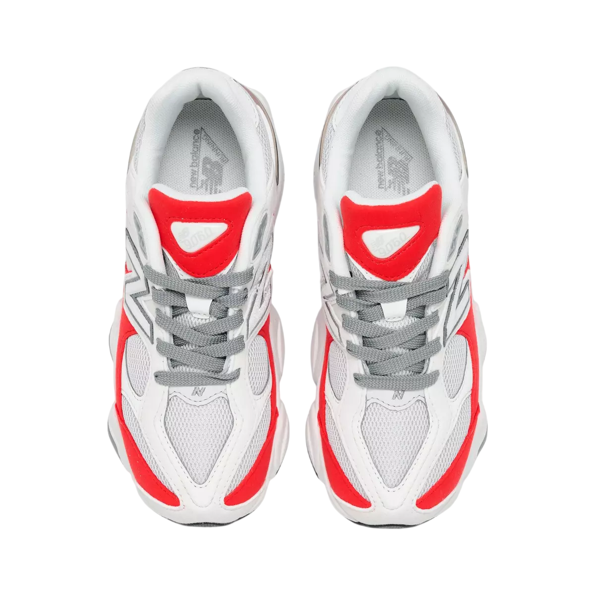 White sneakers with red accents on a white background