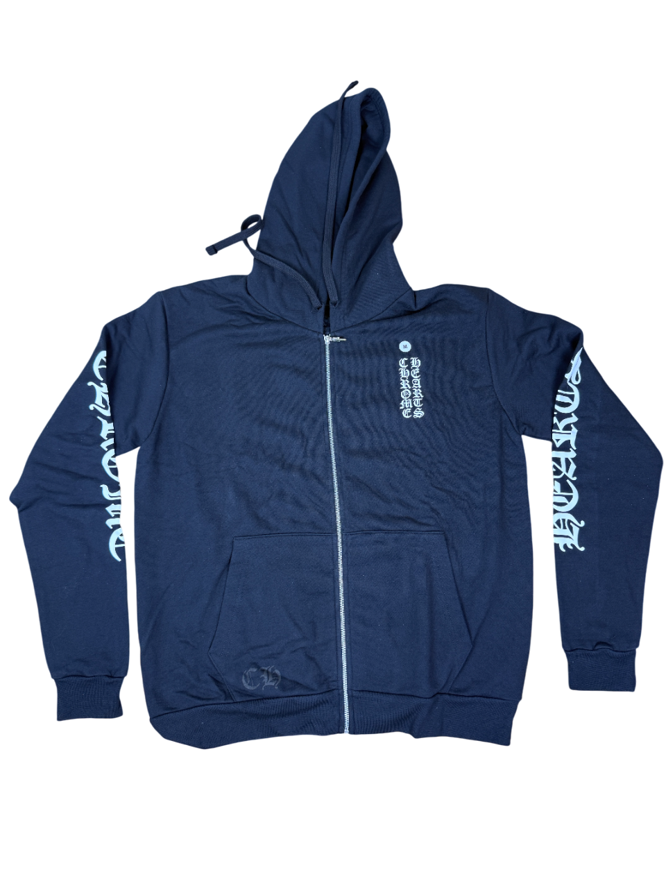Chrome Hearts Script Zip Up Hoodie Black