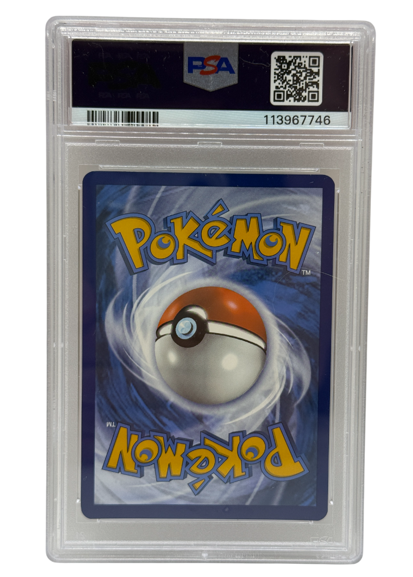 Pokémon trading card in a protective case with PSA logo