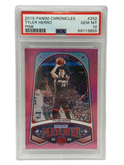 2019 Panini Chronicles Tyler Herro Pink Rookie Card #252 PSA 10 GEM MINT