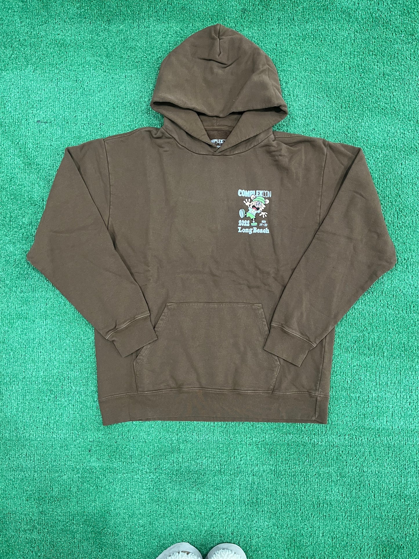 Complexcon x Verdy Brown Chest Logo Graphic Hoodie Brown