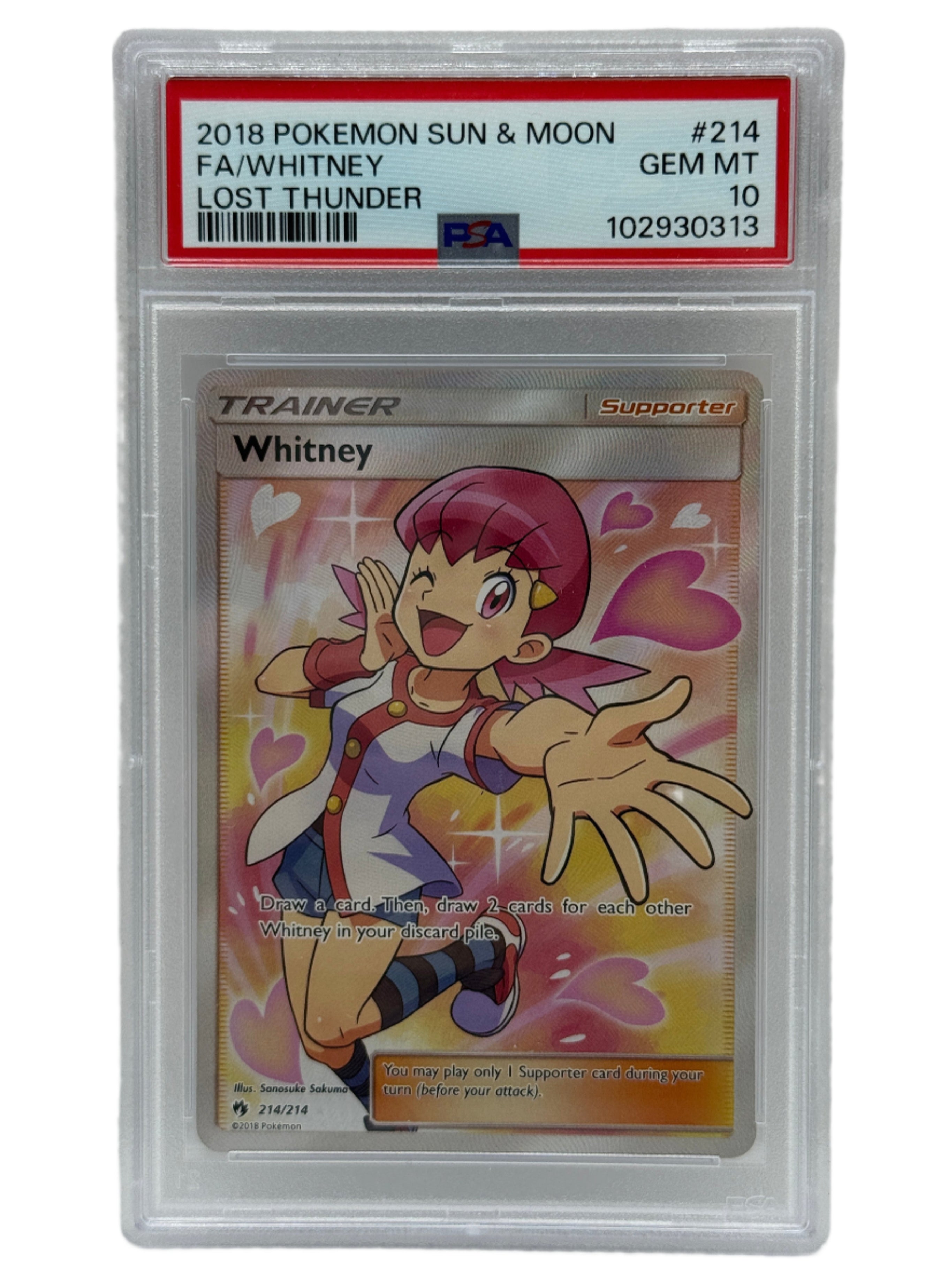 2018 Pokémon Lost Thunder Whitney Full Art 214/214 PSA 10 GEM MINT
