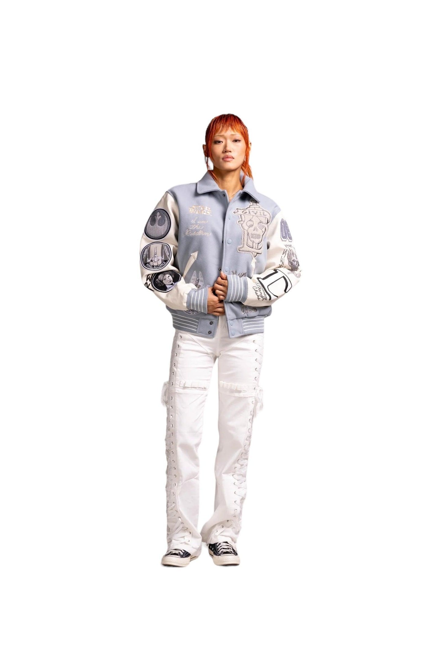 Star Wars x Civil Regime Rebellion Letterman Jacket Gray Natural