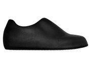 Black slip-on shoe on a white background