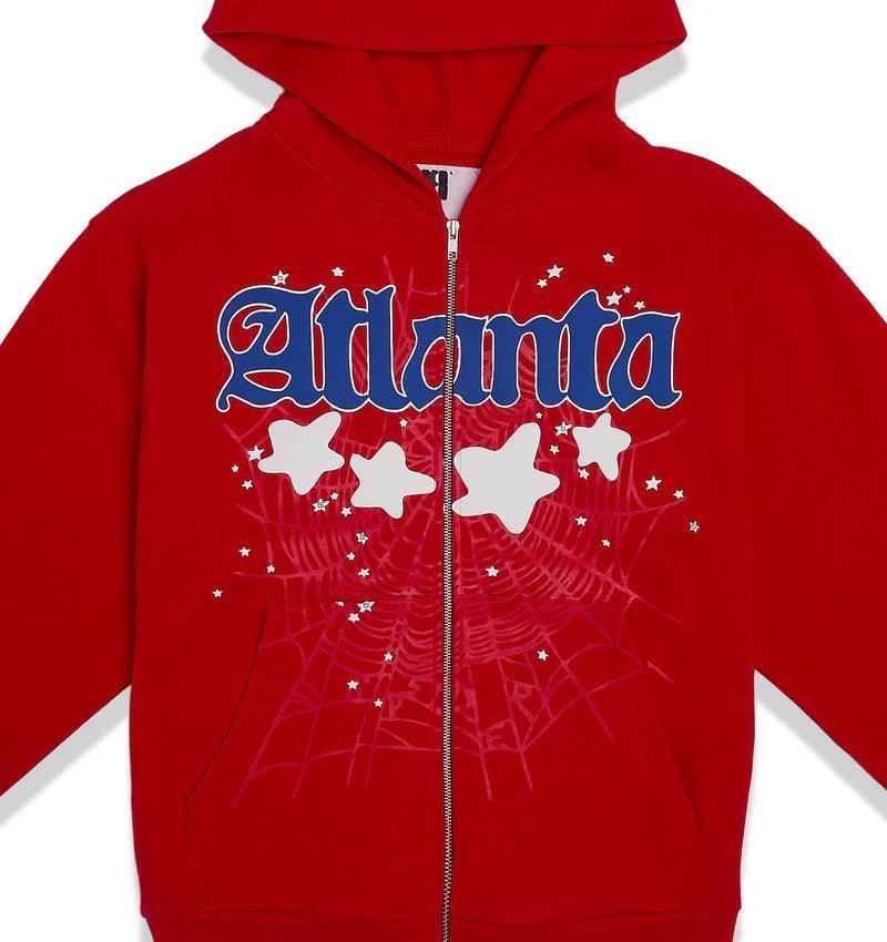 Sp5der Atlanta Zip Up Hoodie Red