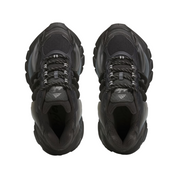 Pair of black sneakers on a white background