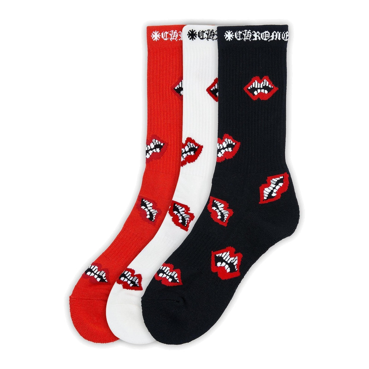 Chrome Hearts 3 Pack Chomper Socks - Supra Sneakers