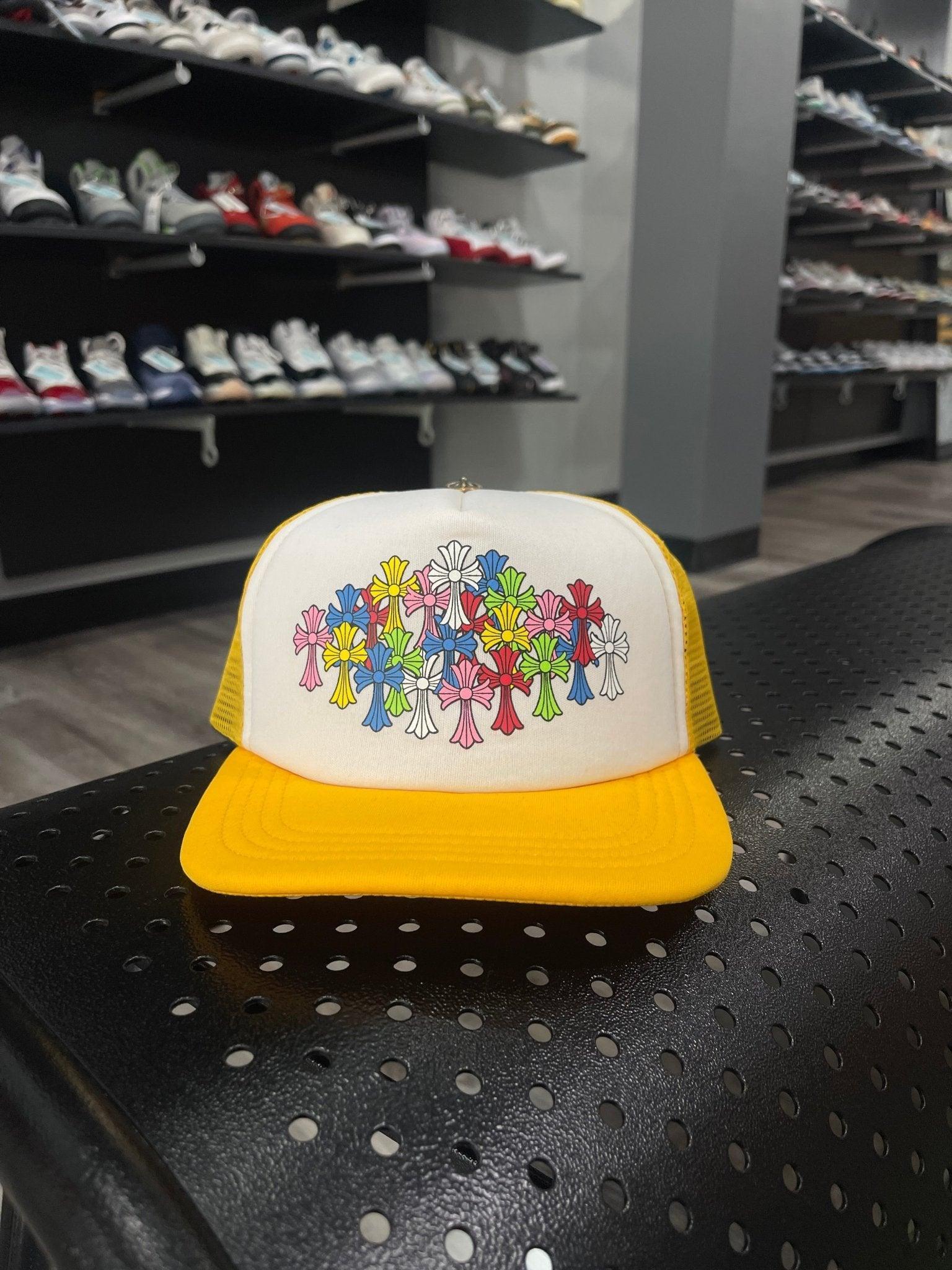 Chrome Hearts Cemetery Cross Trucker Hat Yellow & White - Supra Sneakers