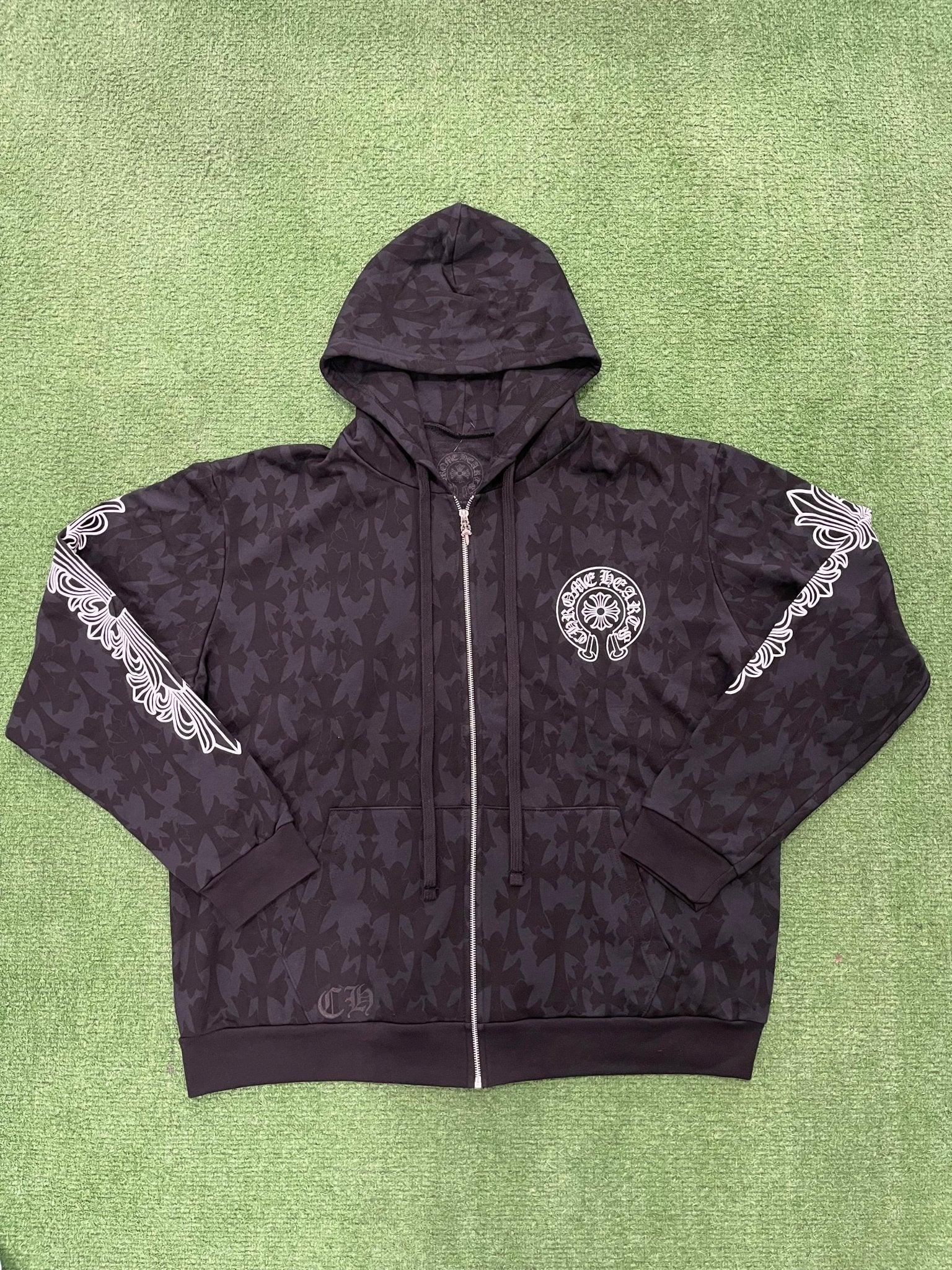 Chrome Hearts Cemetery Cross Zip-Up Hoodie Black - Supra Sneakers