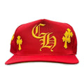 Chrome Hearts Leather Patches Snapback Hat Red / Yellow