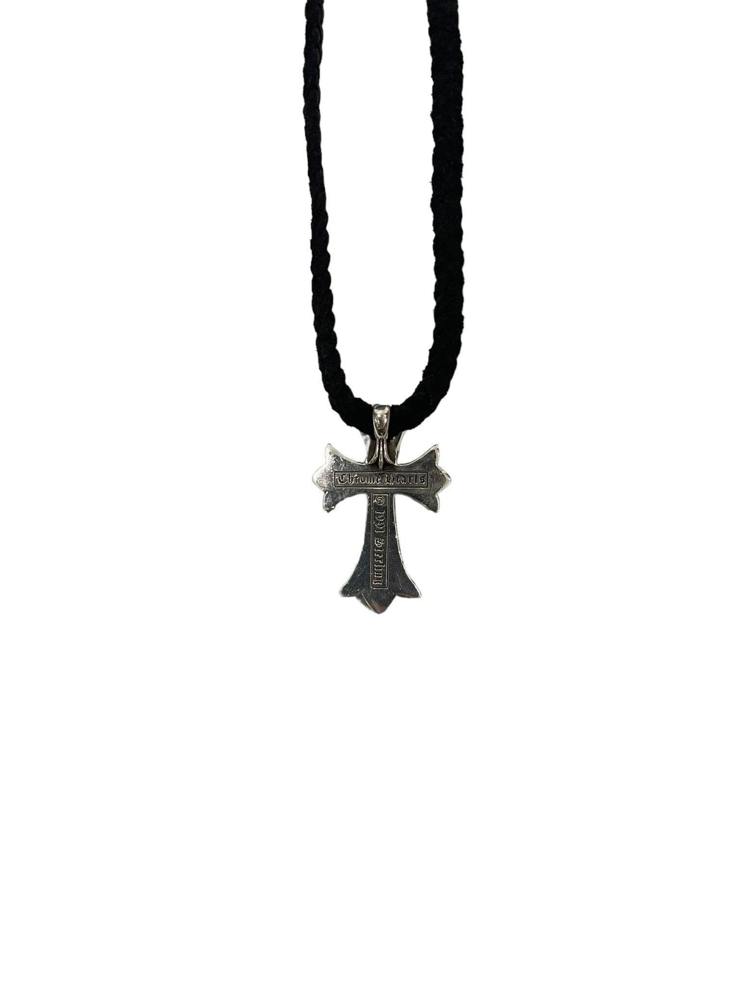 Chrome Hearts Silver Cross Pendant w/ Black Rope Chain - Supra Sneakers