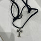 Chrome Hearts Silver Cross Pendant w/ Black Rope Chain - Supra Sneakers