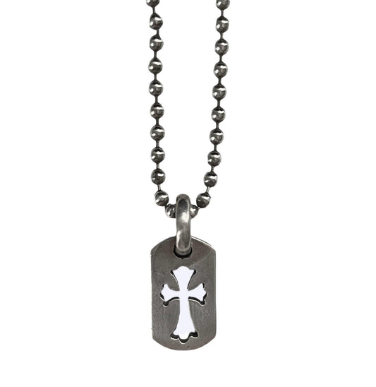 Chrome Hearts Silver Dog Tag w/ Ball Chain (30 Inches) - Supra Sneakers