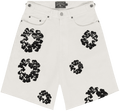 Denim Tears Le short en jean The Cotton Wreath Blanc