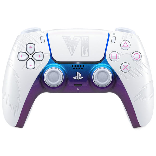 Sony DualSense wireless controller, Grand Theft Auto VI White Limited Edition, on a white background