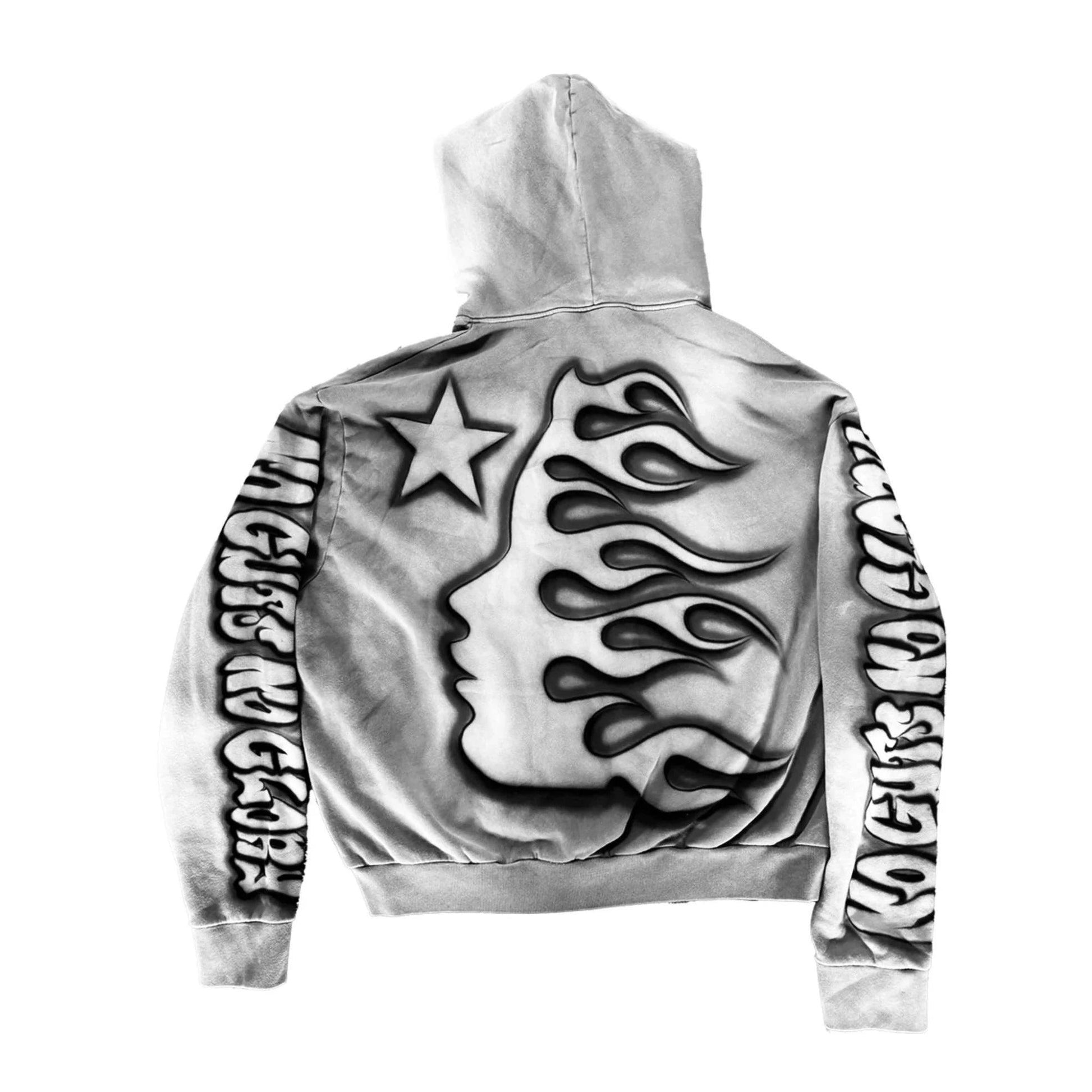 Hellstar Dog Airbrush Zip-Up Hoodie Grey - Supra Sneakers