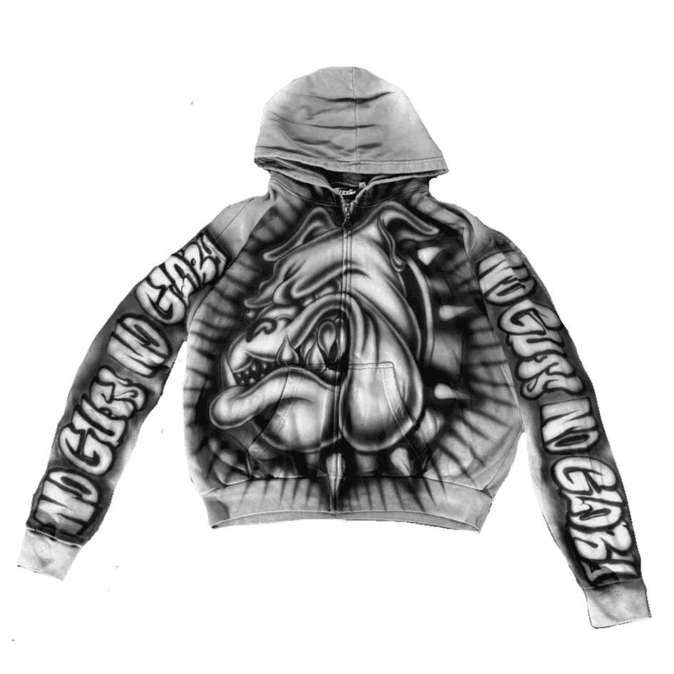 Hellstar Dog Airbrush Zip-Up Hoodie Grey - Supra Sneakers