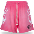 Hellstar Flammen-Shorts in Rosa und Weiß
