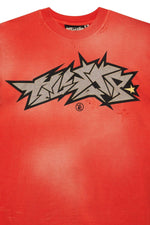 Hellstar Sports Red Crack Print T-Shirt - Supra Sneakers - Image 3