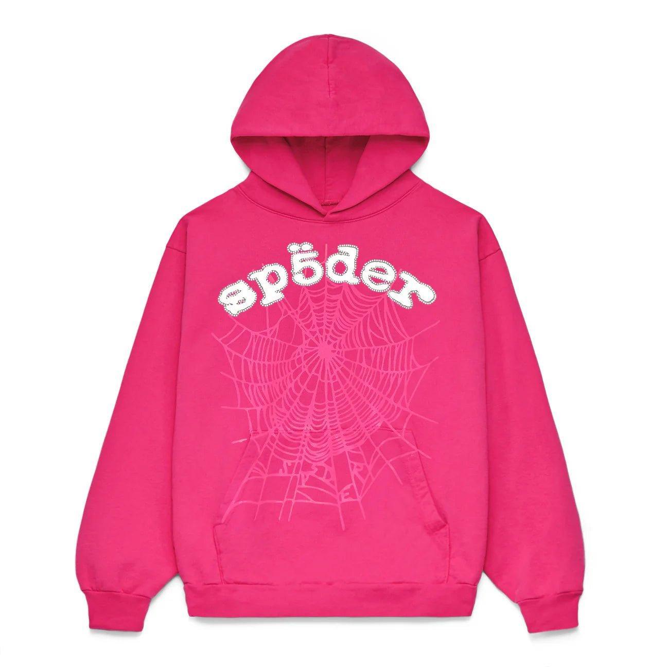 Sp5der Legacy Web Hoodie Pink & White - Supra Sneakers