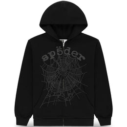 Sp5der OG Web V2 Phantom Reißverschluss-Hoodie Schwarz