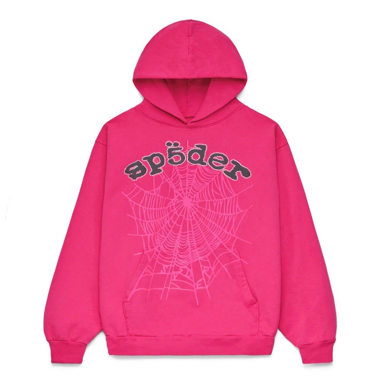 Sp5der Rhinestone Legacy Web Hoodie Pink & Black - Supra Sneakers