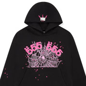 Sp5der Angel Number Hoodie Black & Pink